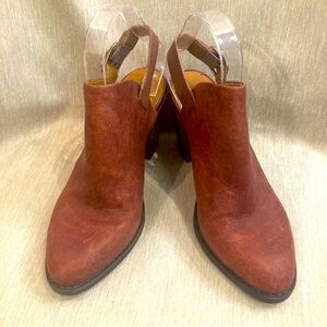 LUCKY BRAND  Sz 9 Odenah Stacked Heel Slip On Pointy Western Style Mules NEW